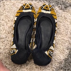 Tory Burch flat beaded shoes used v good condition